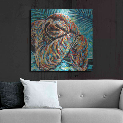 Luxe Metal Art 'Painted Sloth II' by Carolee Vitaletti, Metal Wall Art,36x36