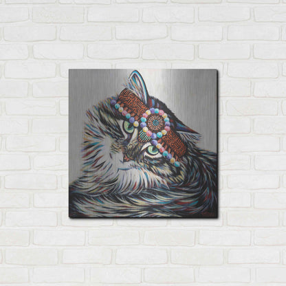 Luxe Metal Art 'Hippie Cat I' by Carolee Vitaletti, Metal Wall Art,24x24