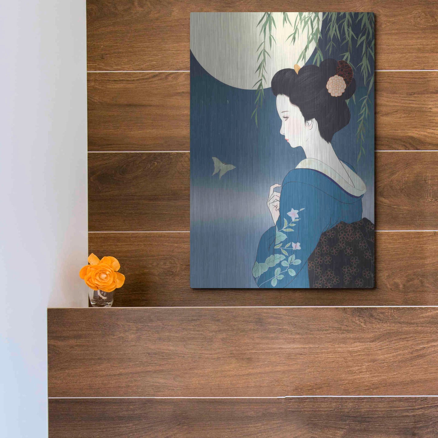 Luxe Metal Art 'Fumitsuki' by Sai Tamiya, Metal Wall Art,12x16