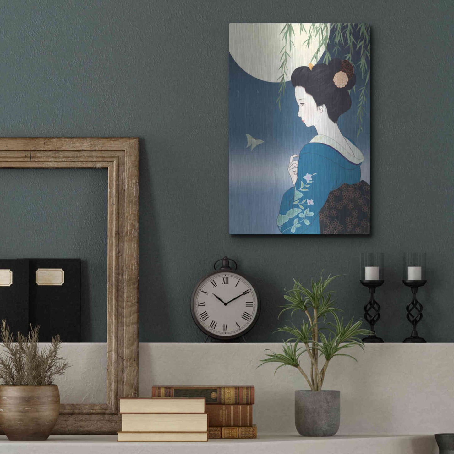 Luxe Metal Art 'Fumitsuki' by Sai Tamiya, Metal Wall Art,12x16