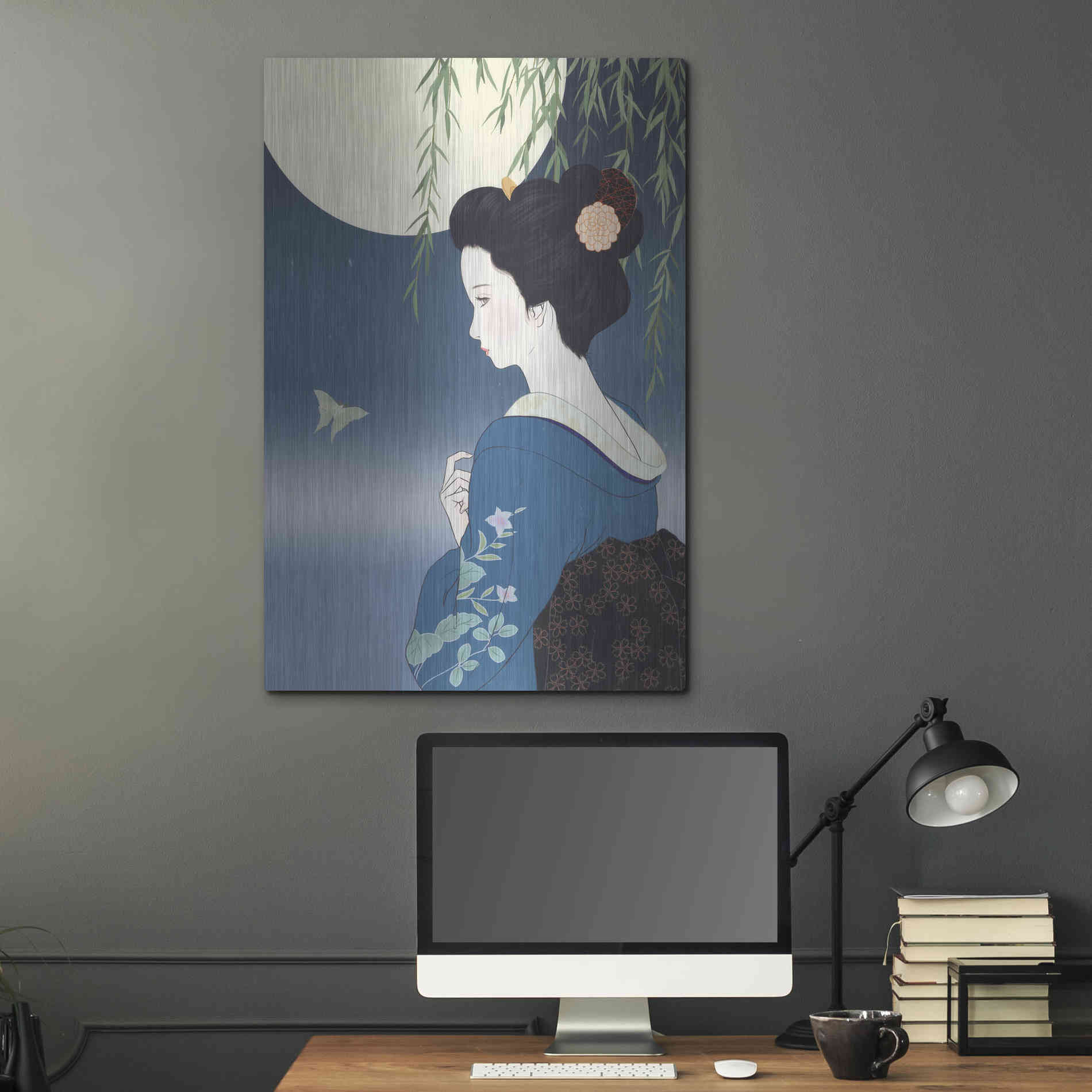 Luxe Metal Art 'Fumitsuki' by Sai Tamiya, Metal Wall Art,24x36