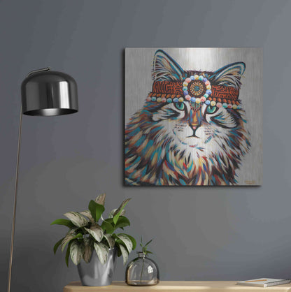 Luxe Metal Art 'Hippie Cat II' by Carolee Vitaletti, Metal Wall Art,24x24