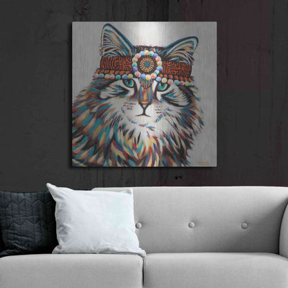 Luxe Metal Art 'Hippie Cat II' by Carolee Vitaletti, Metal Wall Art,36x36
