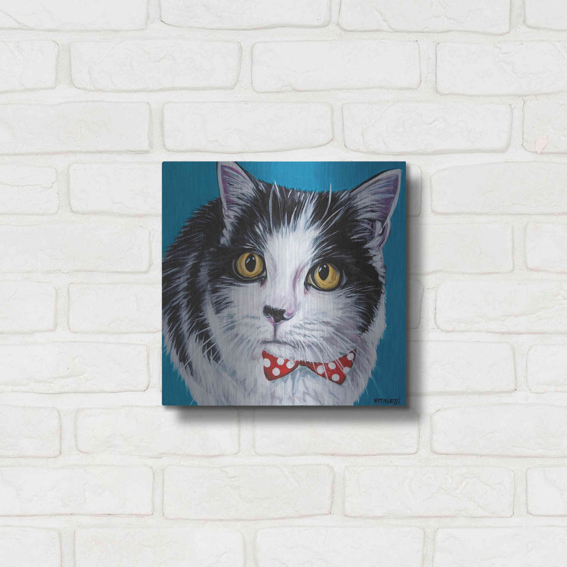 Luxe Metal Art 'Classy Cat I' by Carolee Vitaletti, Metal Wall Art,12x12