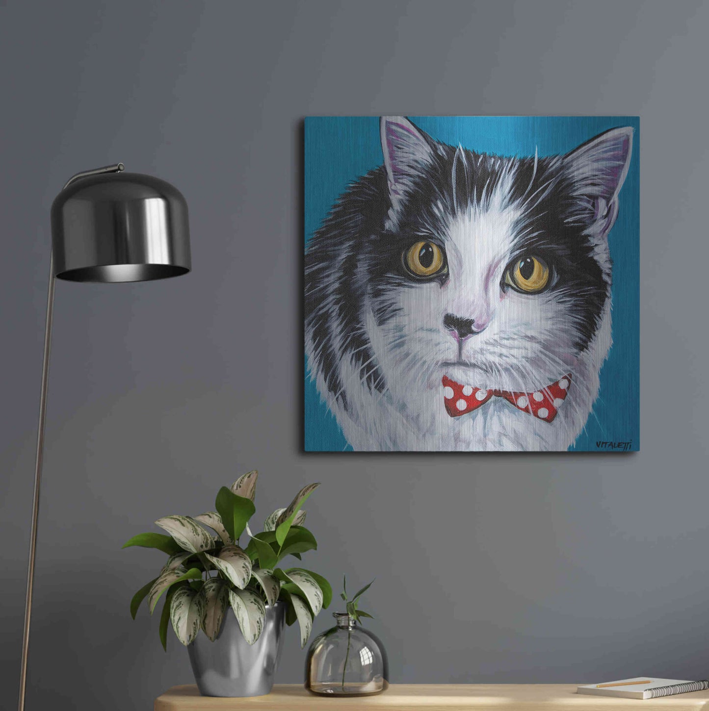 Luxe Metal Art 'Classy Cat I' by Carolee Vitaletti, Metal Wall Art,24x24