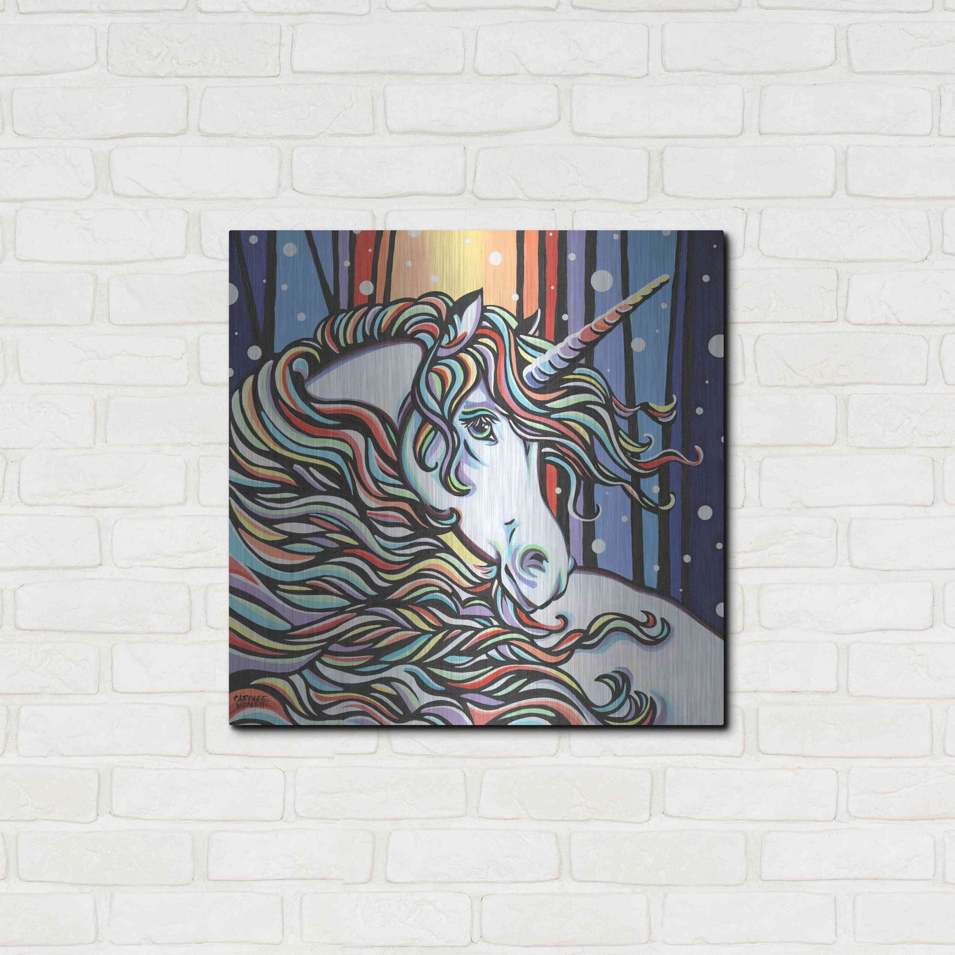 Luxe Metal Art 'Magical Unicorn I' by Carolee Vitaletti, Metal Wall Art,24x24