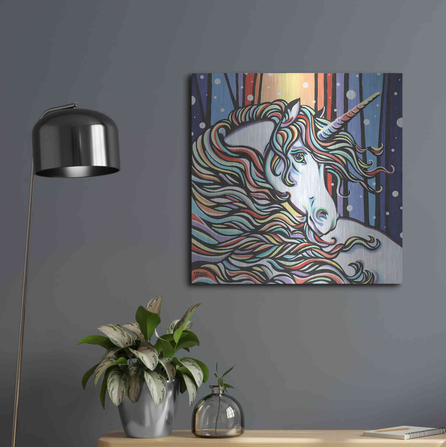 Luxe Metal Art 'Magical Unicorn I' by Carolee Vitaletti, Metal Wall Art,24x24