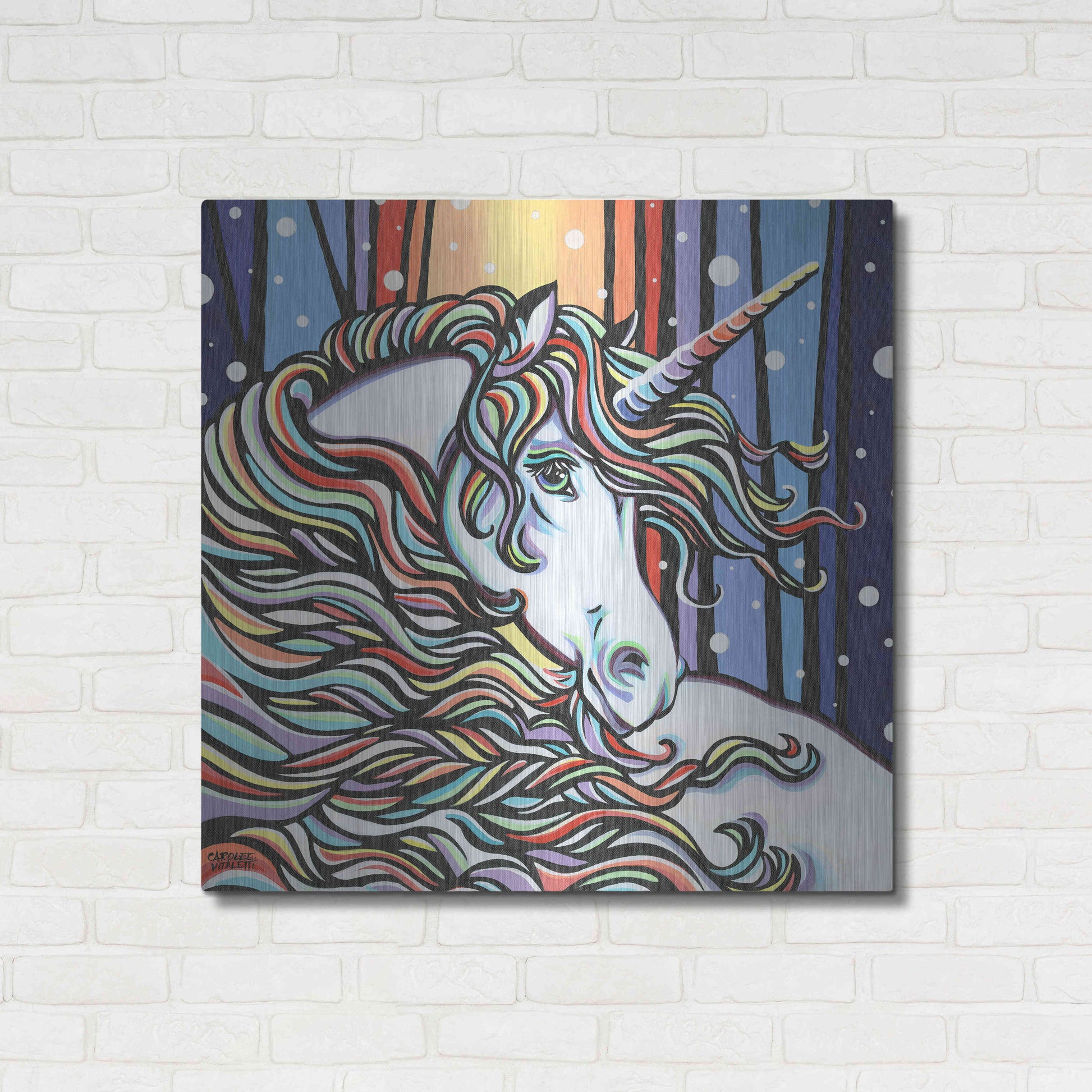 Luxe Metal Art 'Magical Unicorn I' by Carolee Vitaletti, Metal Wall Art,36x36