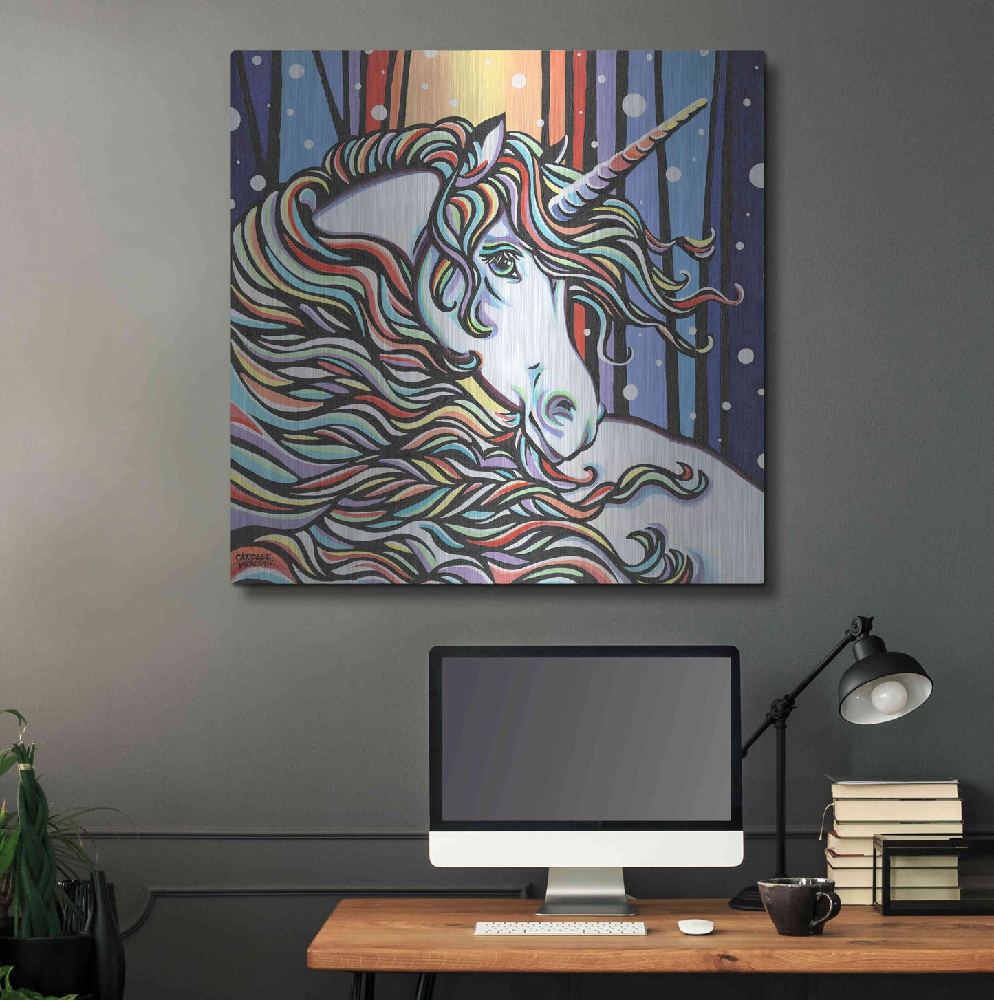 Luxe Metal Art 'Magical Unicorn I' by Carolee Vitaletti, Metal Wall Art,36x36