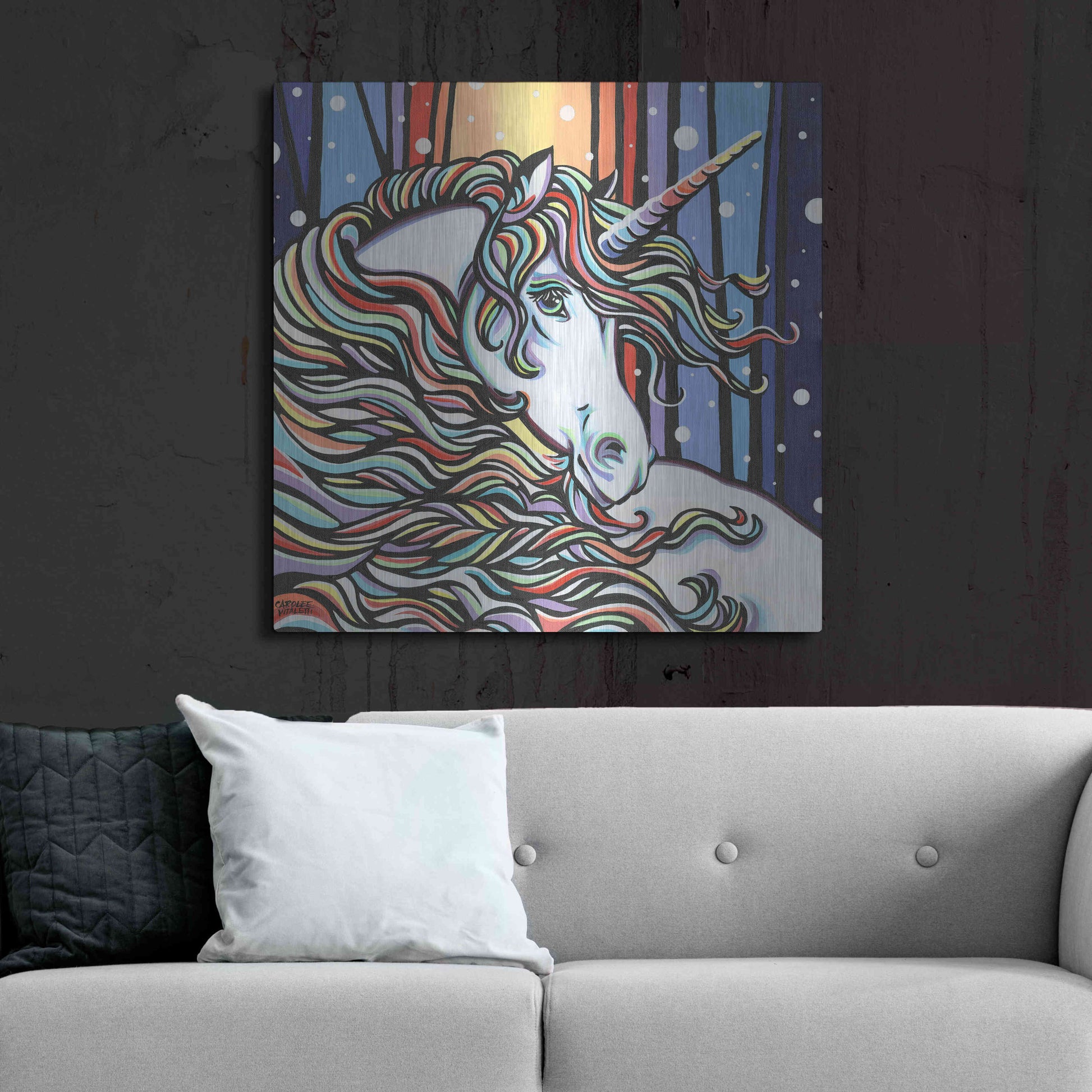 Luxe Metal Art 'Magical Unicorn I' by Carolee Vitaletti, Metal Wall Art,36x36