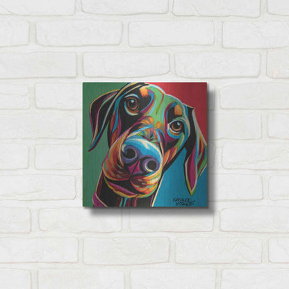 Luxe Metal Art 'Chroma Dogs I' by Carolee Vitaletti, Metal Wall Art,12x12