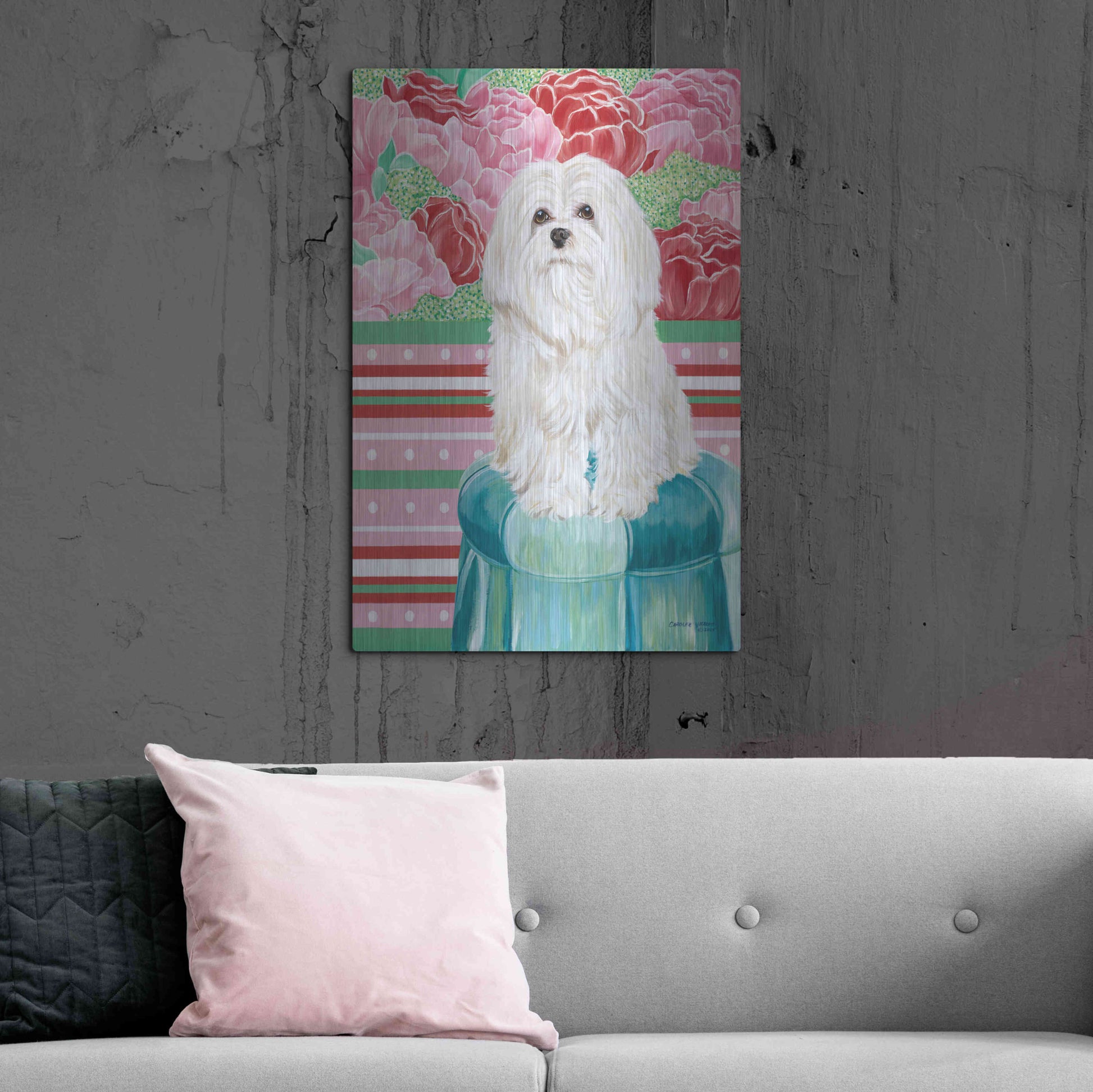 Luxe Metal Art 'Della Rose Maltese' by Carolee Vitaletti, Metal Wall Art,24x36