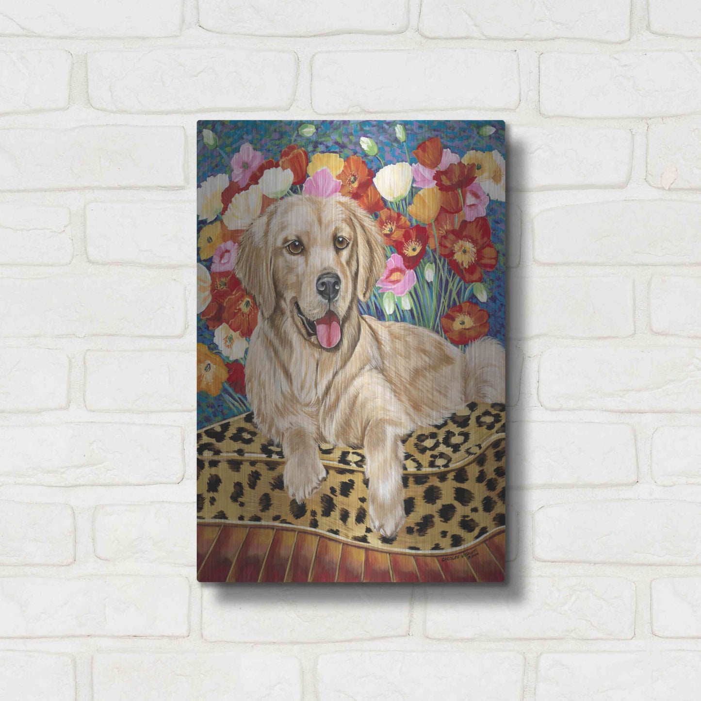 Luxe Metal Art 'Golden Boy Retriever' by Carolee Vitaletti, Metal Wall Art,12x16
