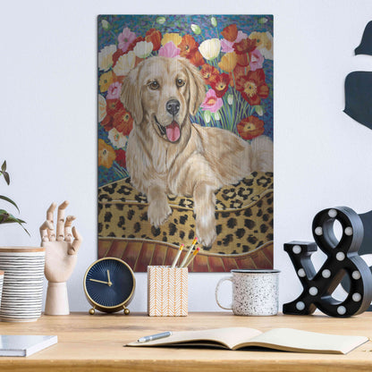 Luxe Metal Art 'Golden Boy Retriever' by Carolee Vitaletti, Metal Wall Art,12x16