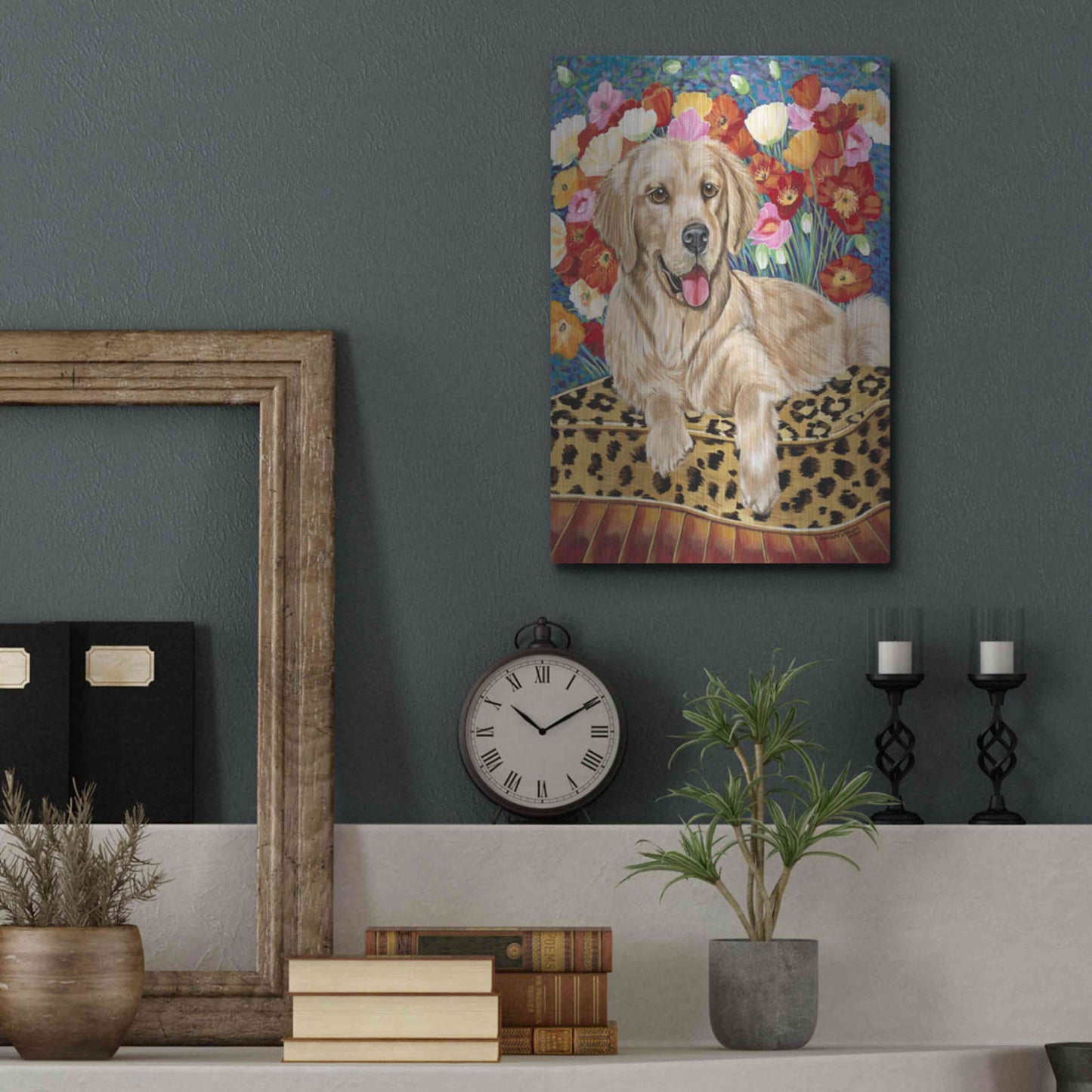 Luxe Metal Art 'Golden Boy Retriever' by Carolee Vitaletti, Metal Wall Art,12x16