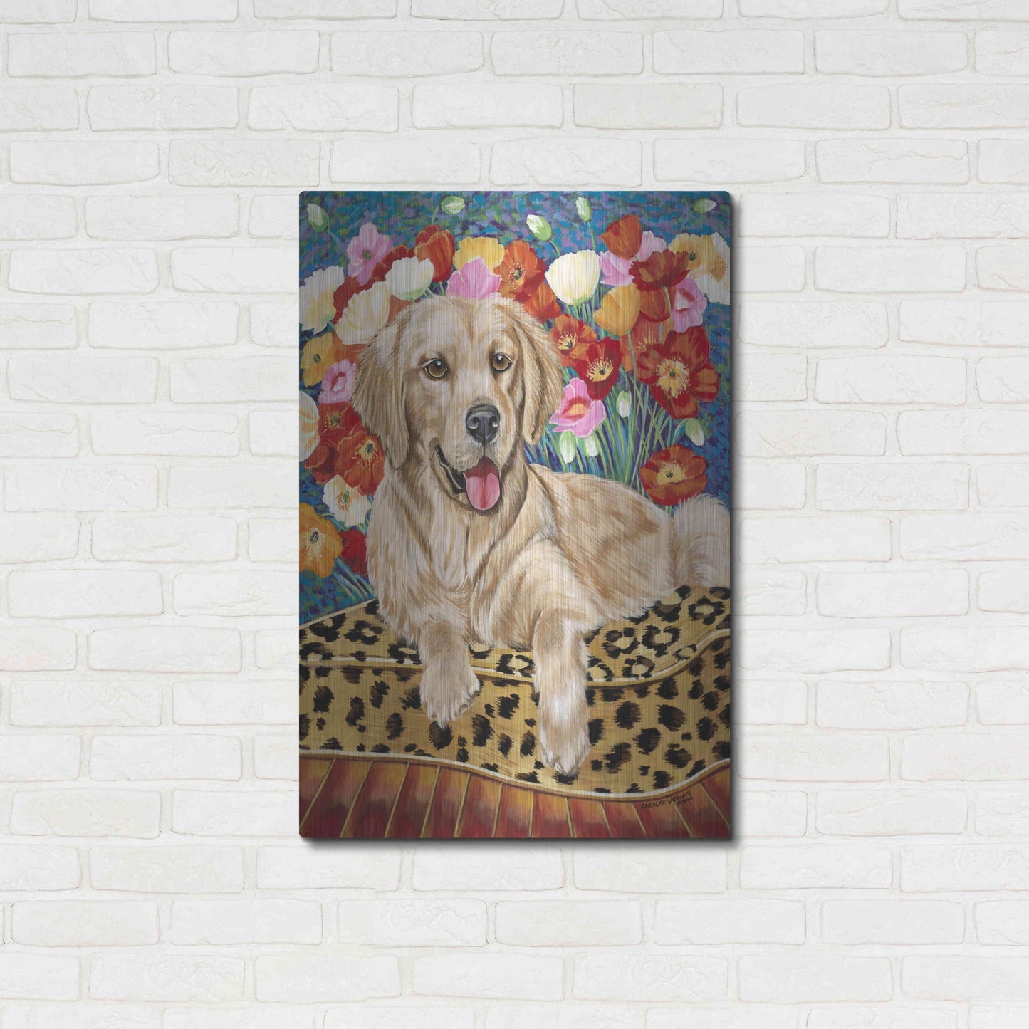 Luxe Metal Art 'Golden Boy Retriever' by Carolee Vitaletti, Metal Wall Art,24x36