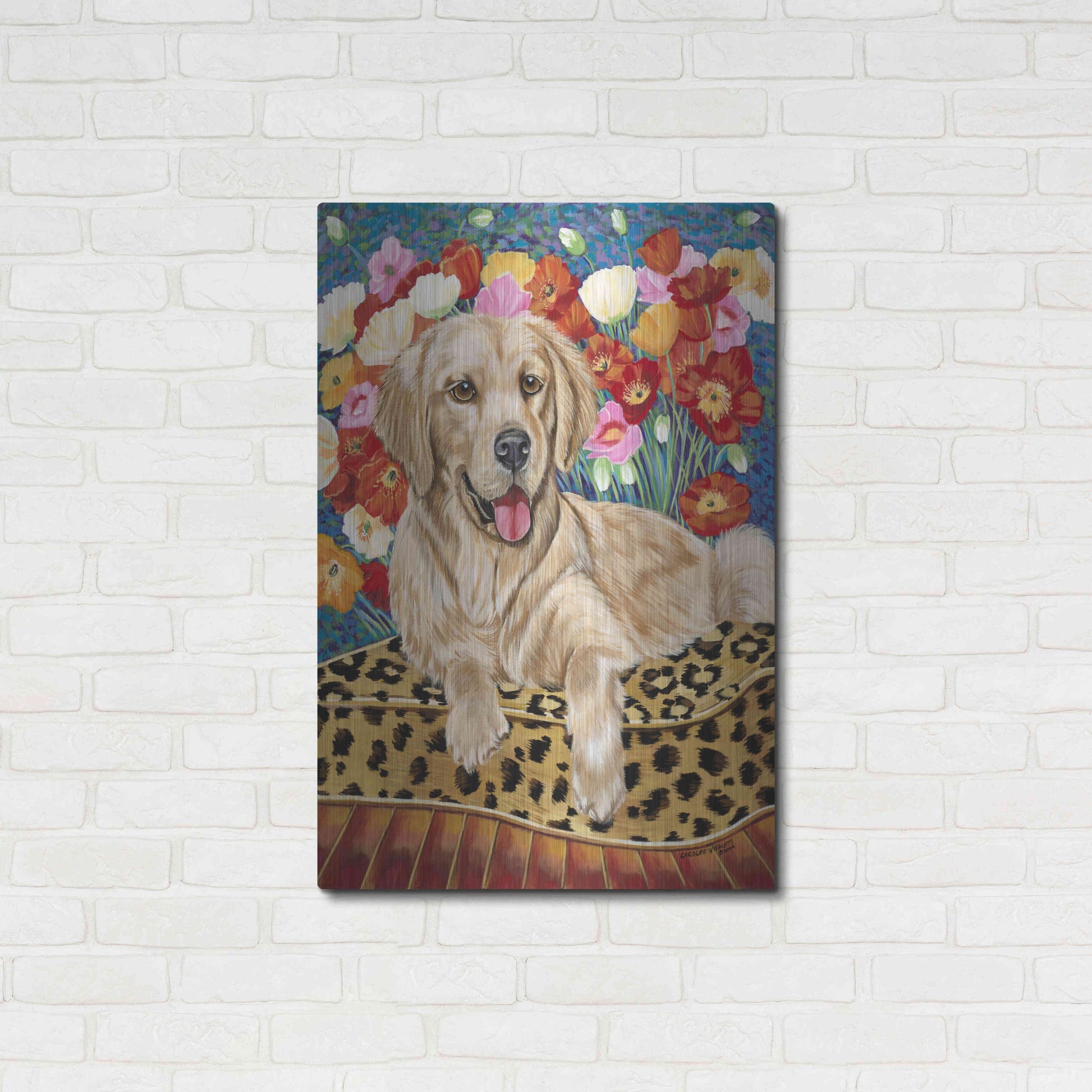 Luxe Metal Art 'Golden Boy Retriever' by Carolee Vitaletti, Metal Wall Art,24x36