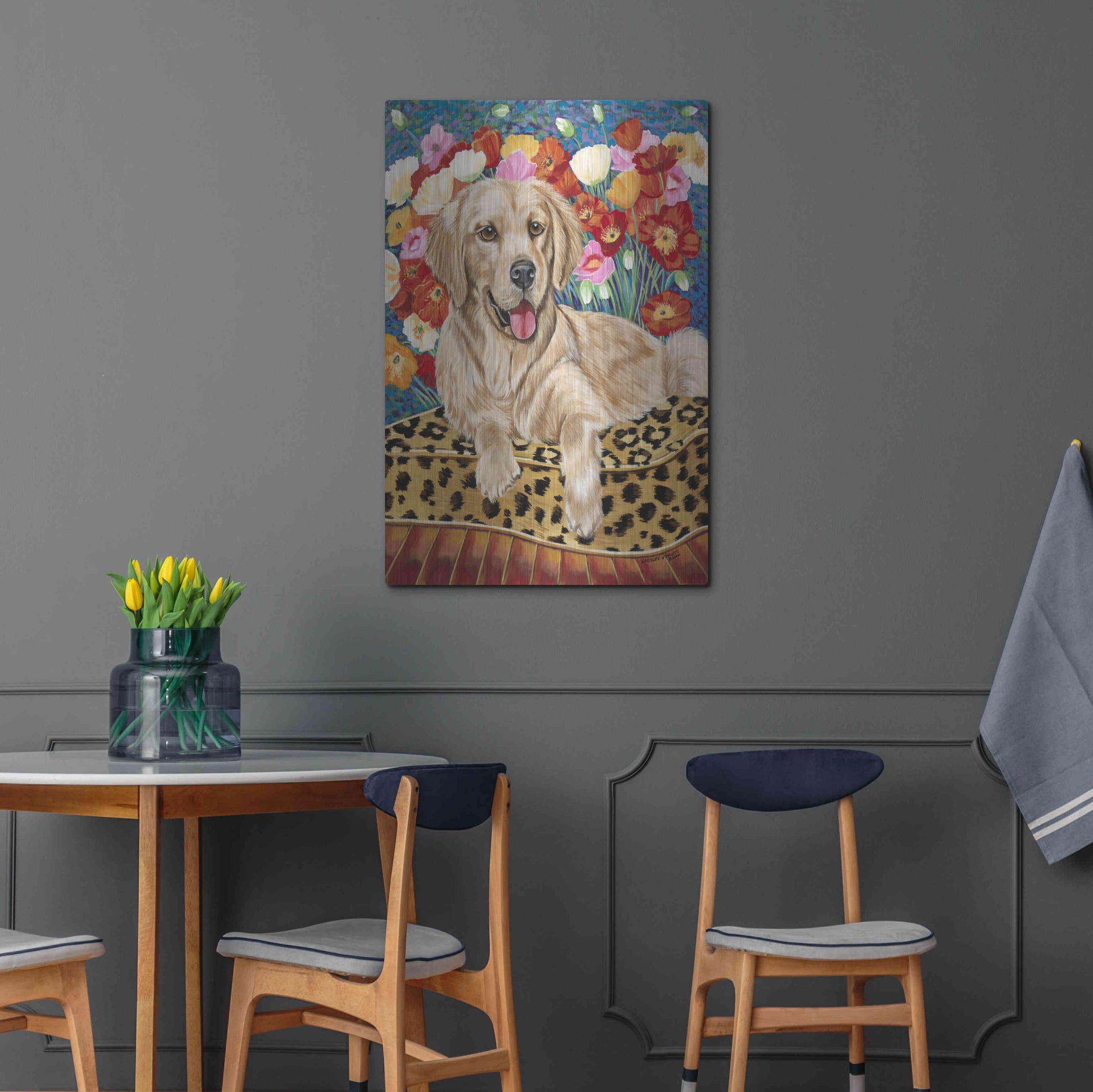 Luxe Metal Art 'Golden Boy Retriever' by Carolee Vitaletti, Metal Wall Art,24x36