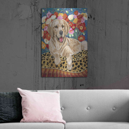 Luxe Metal Art 'Golden Boy Retriever' by Carolee Vitaletti, Metal Wall Art,24x36