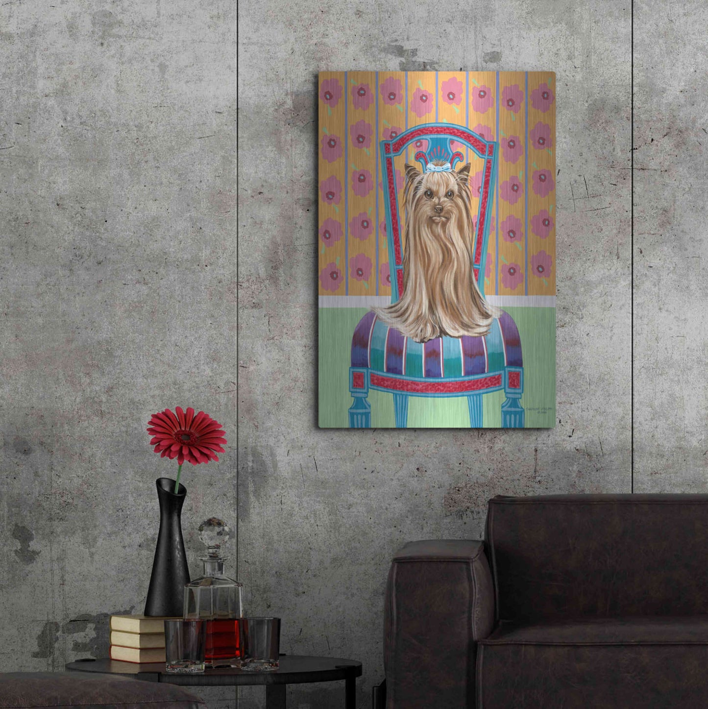 Luxe Metal Art 'Crown Princess Yorkie' by Carolee Vitaletti, Metal Wall Art,24x36