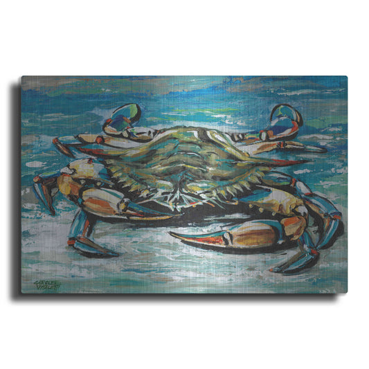 Luxe Metal Art 'Blue Palette Crab I' by Carolee Vitaletti, Metal Wall Art