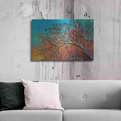 Luxe Metal Art 'Sunrise Treetops Birds I' by Carolee Vitaletti, Metal Wall Art,36x24