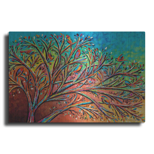 Luxe Metal Art 'Sunrise Treetops Birds II' by Carolee Vitaletti, Metal Wall Art