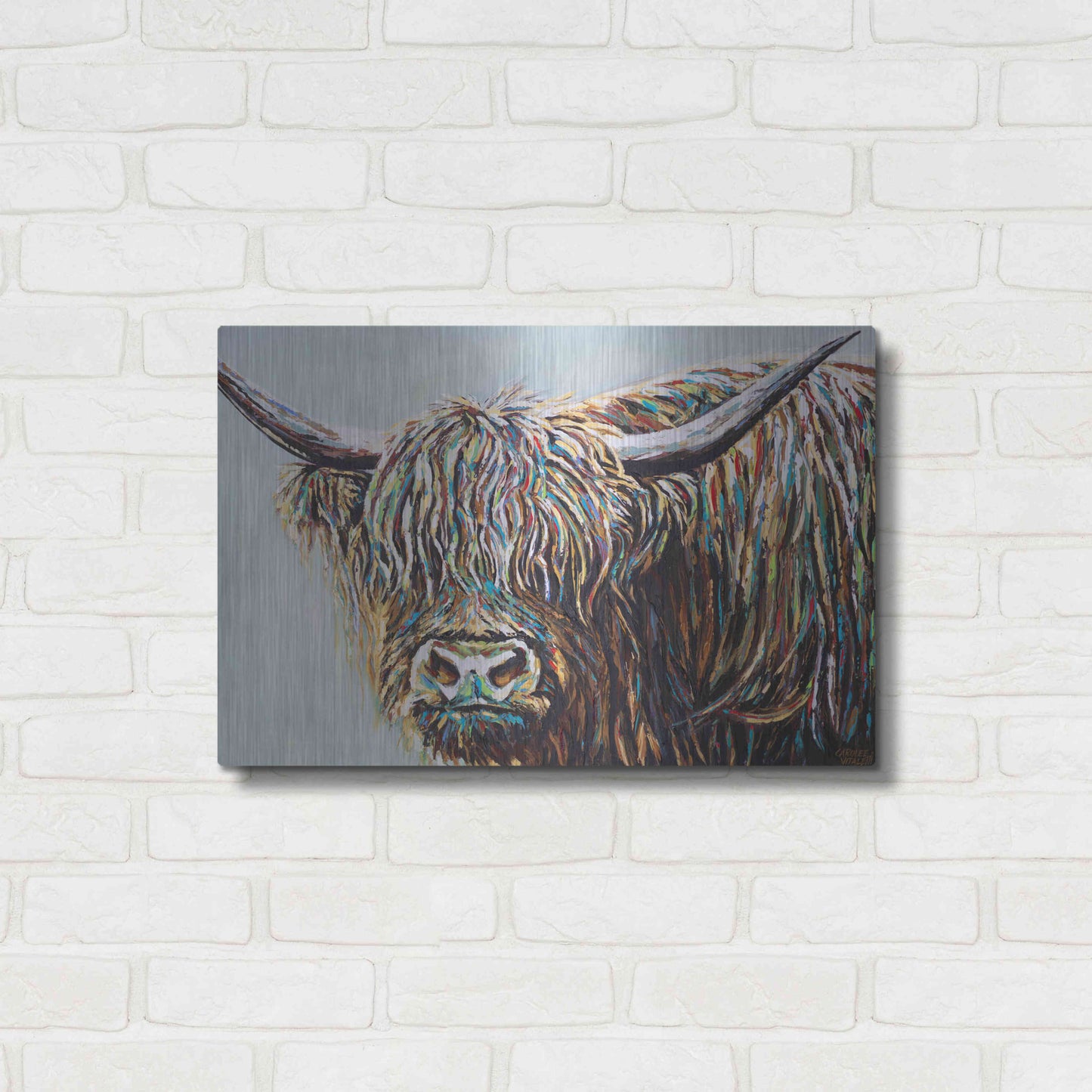 Luxe Metal Art 'Woolly Highland I' by Carolee Vitaletti, Metal Wall Art,24x16