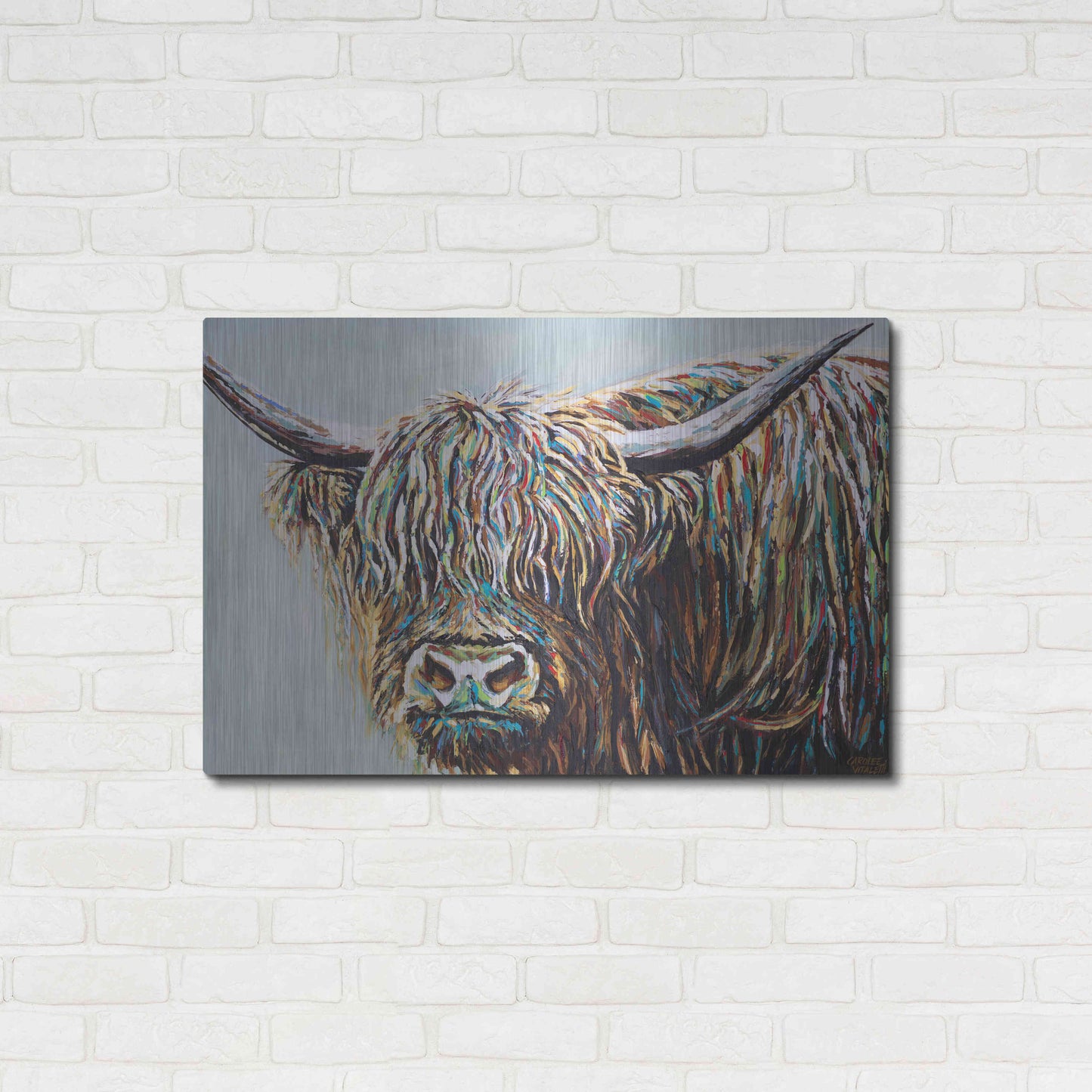 Luxe Metal Art 'Woolly Highland I' by Carolee Vitaletti, Metal Wall Art,36x24