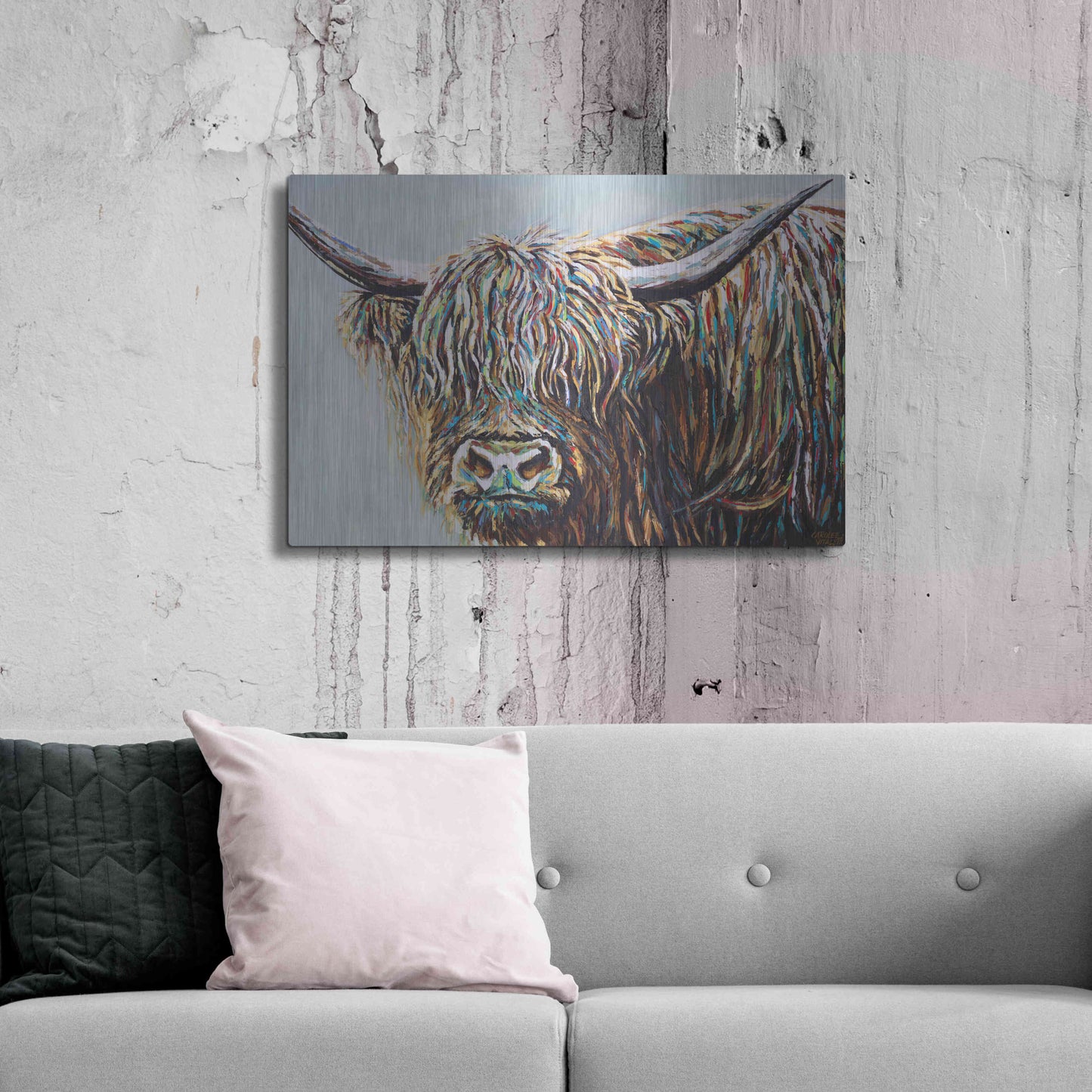 Luxe Metal Art 'Woolly Highland I' by Carolee Vitaletti, Metal Wall Art,36x24