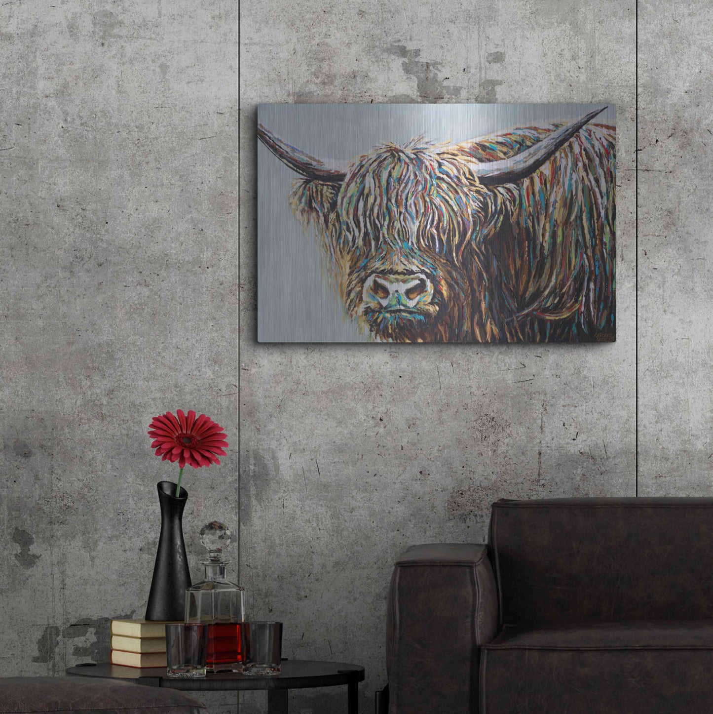 Luxe Metal Art 'Woolly Highland I' by Carolee Vitaletti, Metal Wall Art,36x24