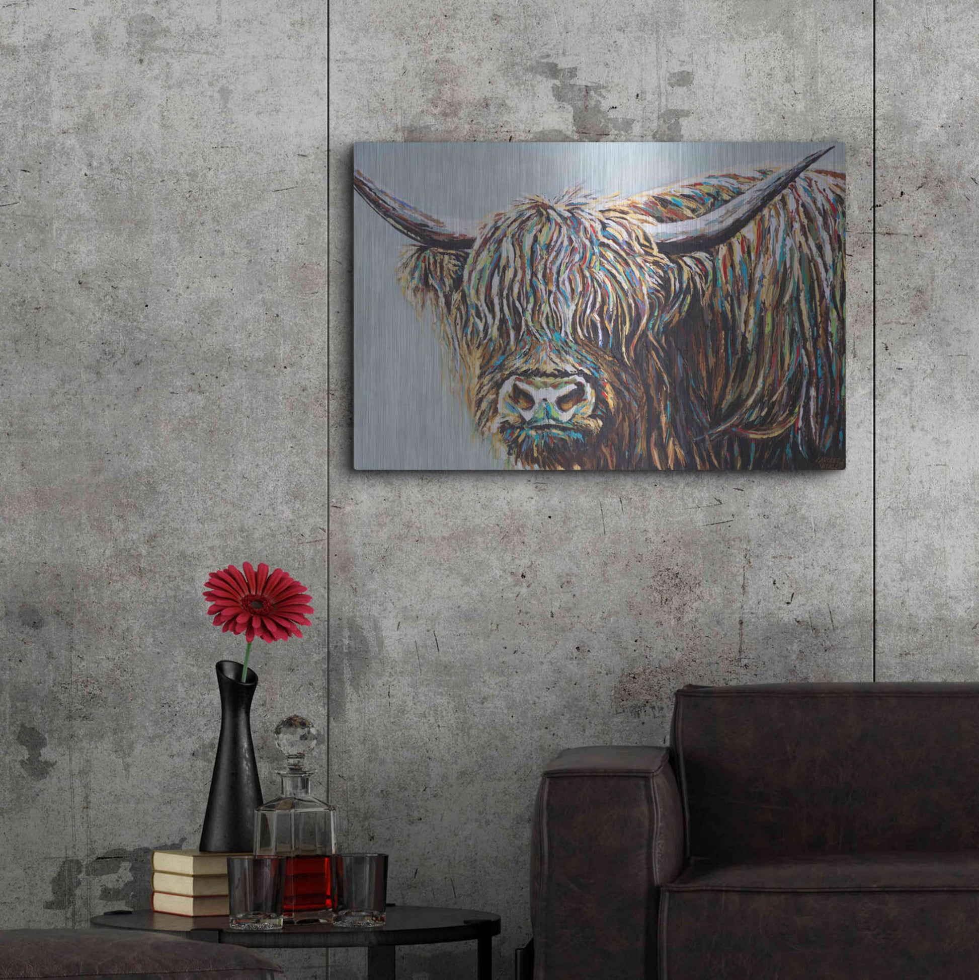 Luxe Metal Art 'Woolly Highland I' by Carolee Vitaletti, Metal Wall Art,36x24