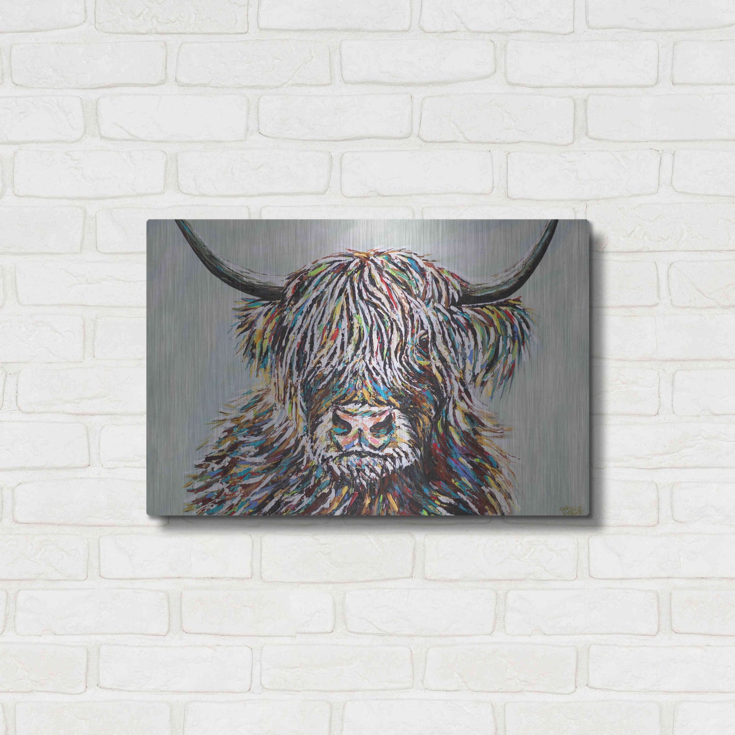 Luxe Metal Art 'Woolly Highland II' by Carolee Vitaletti, Metal Wall Art,24x16