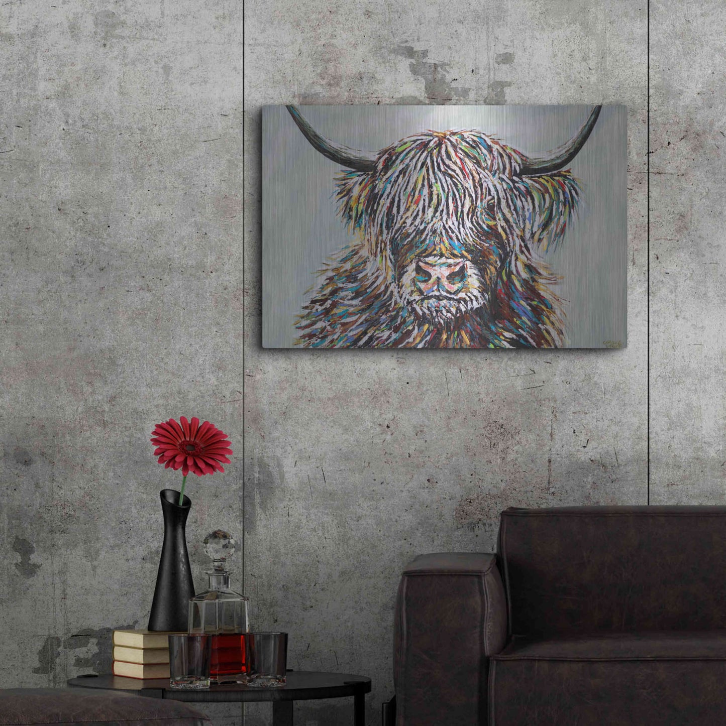 Luxe Metal Art 'Woolly Highland II' by Carolee Vitaletti, Metal Wall Art,36x24