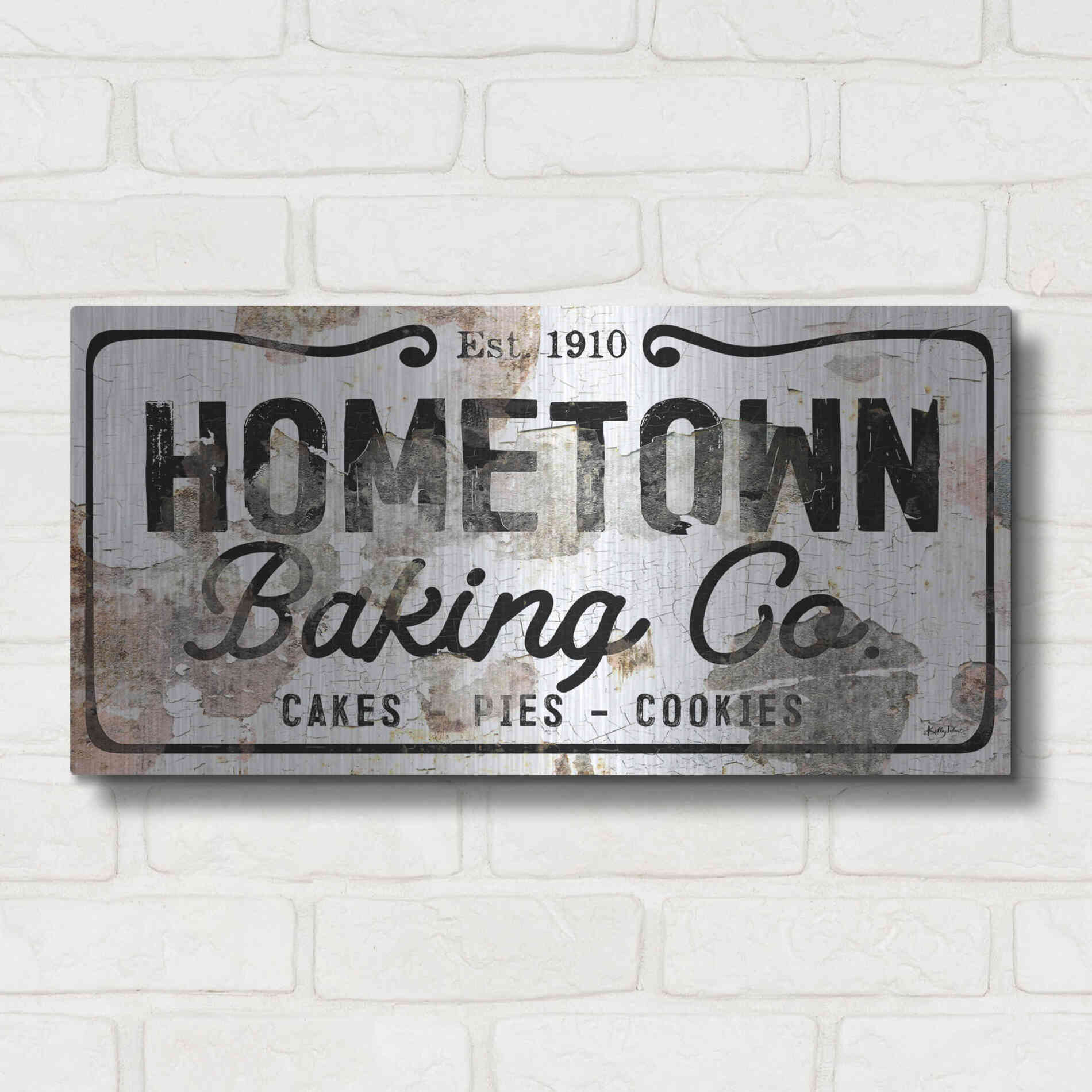 Luxe Metal Art 'Hometown Baking Co' by Kelley Talent, Metal Wall Art,24x12