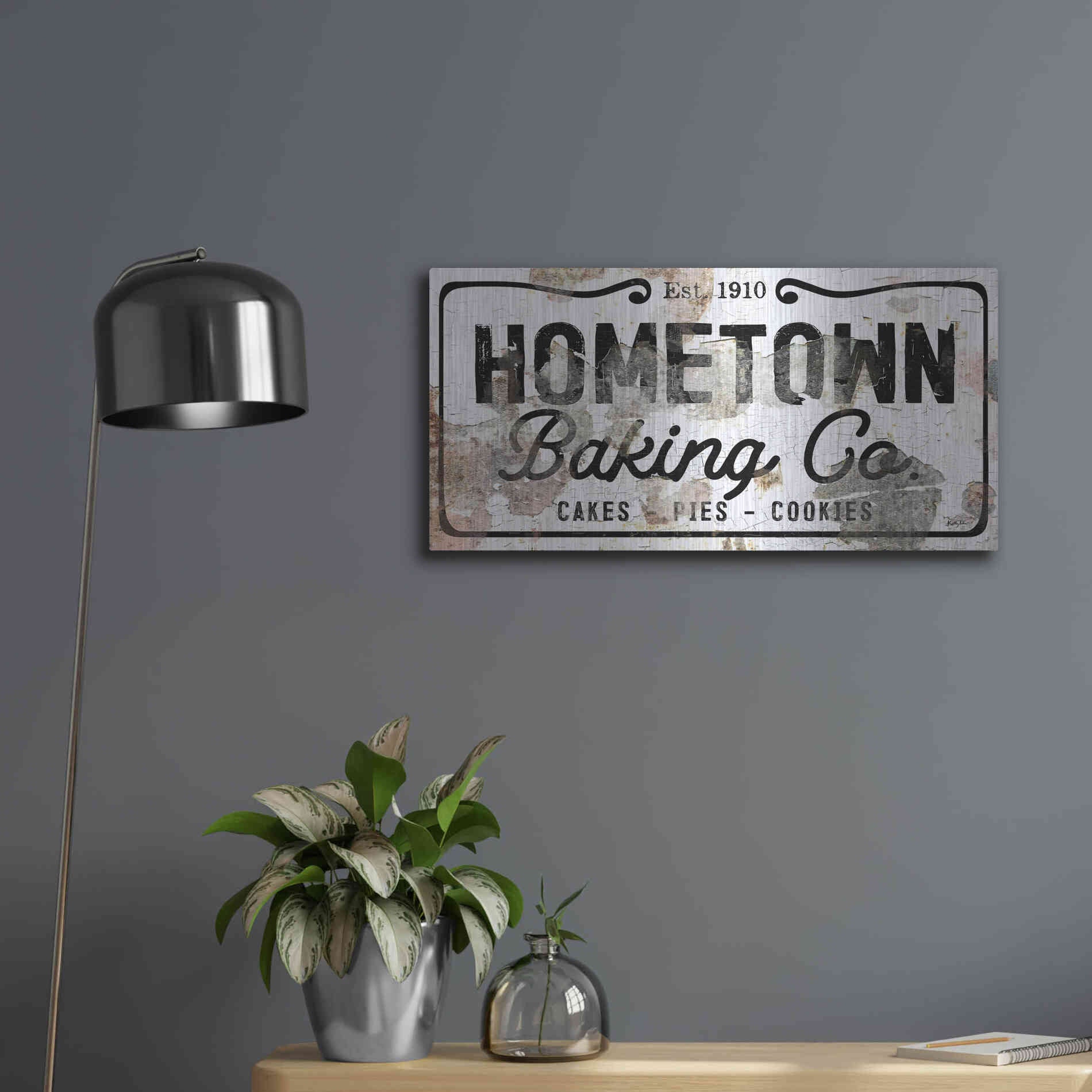 Luxe Metal Art 'Hometown Baking Co' by Kelley Talent, Metal Wall Art,24x12
