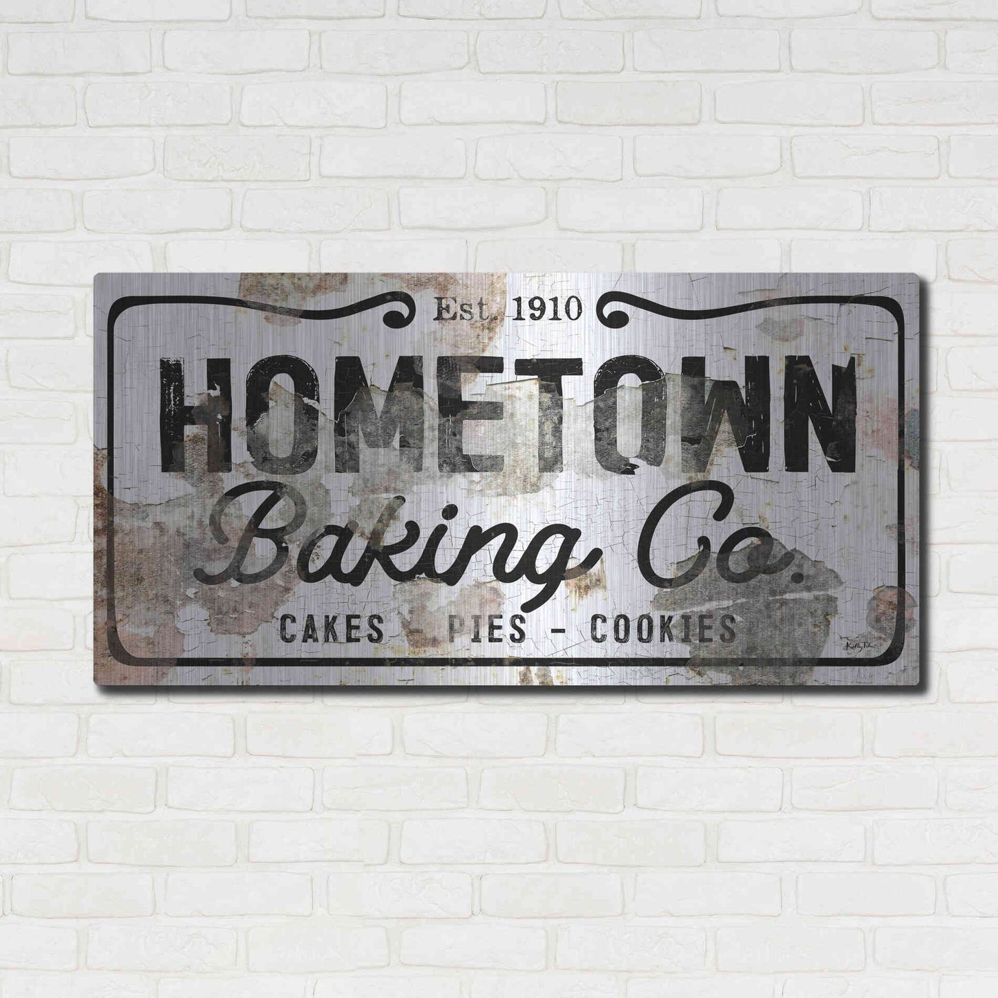Luxe Metal Art 'Hometown Baking Co' by Kelley Talent, Metal Wall Art,48x24