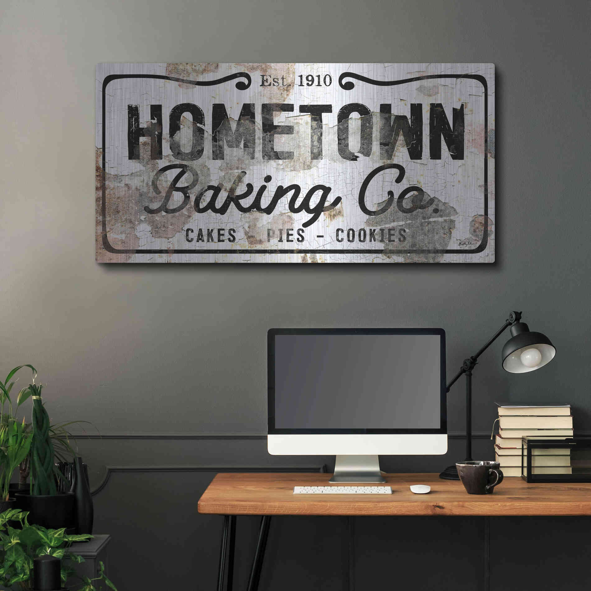 Luxe Metal Art 'Hometown Baking Co' by Kelley Talent, Metal Wall Art,48x24