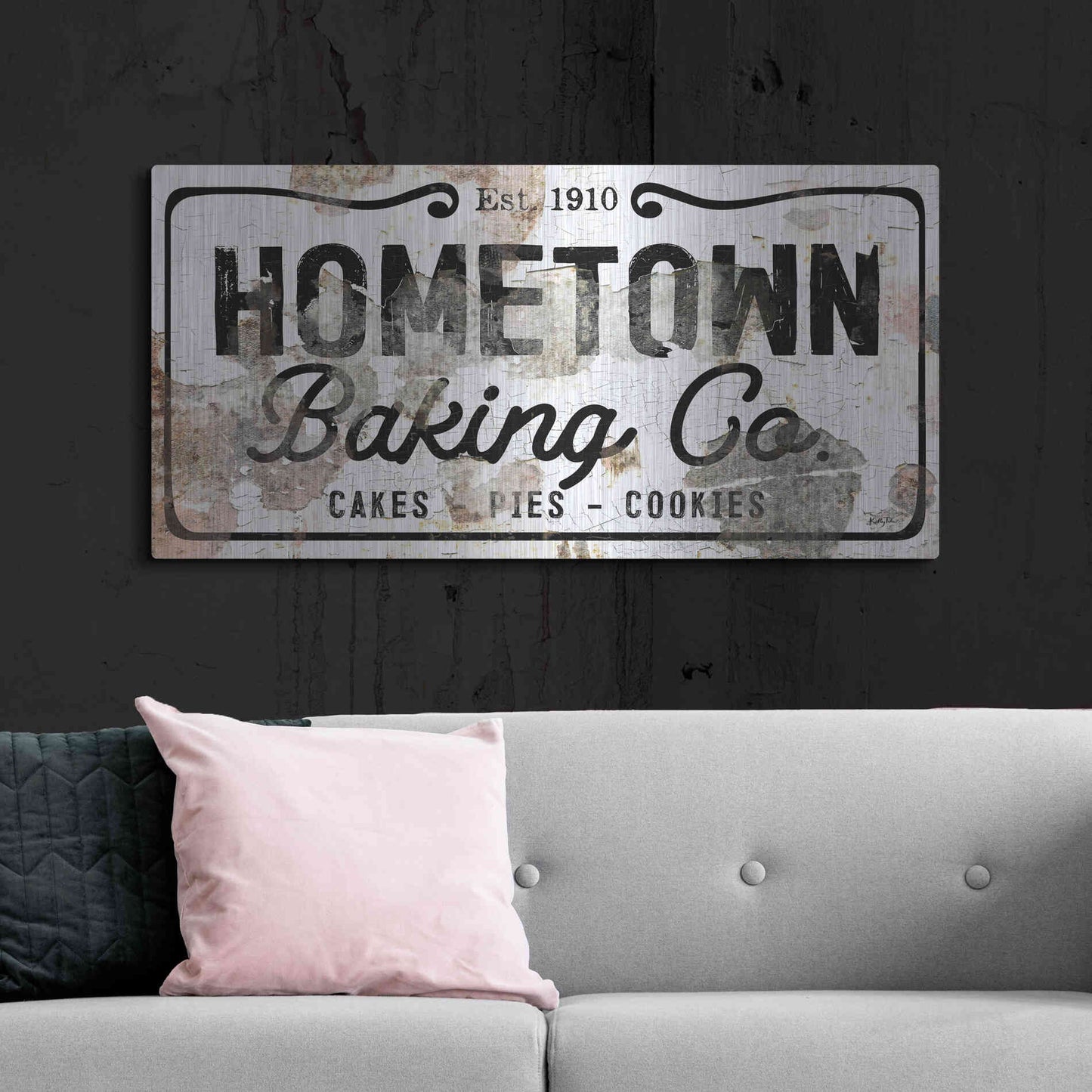 Luxe Metal Art 'Hometown Baking Co' by Kelley Talent, Metal Wall Art,48x24