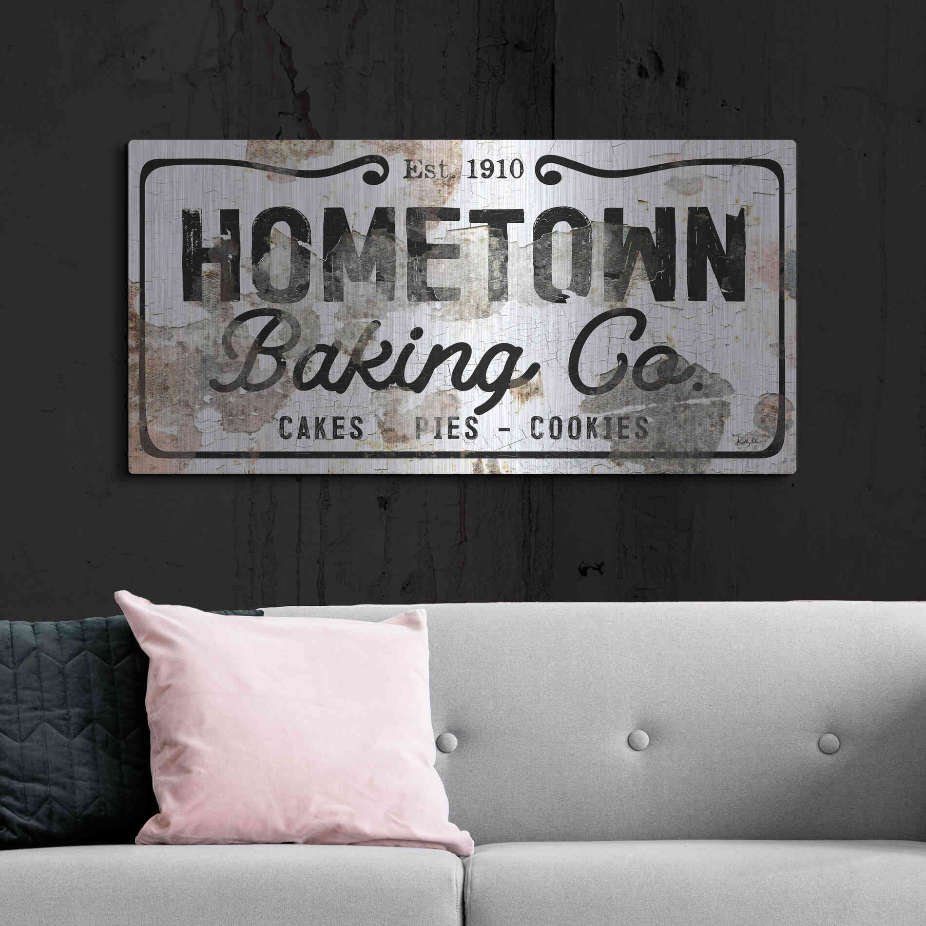 Luxe Metal Art 'Hometown Baking Co' by Kelley Talent, Metal Wall Art,48x24