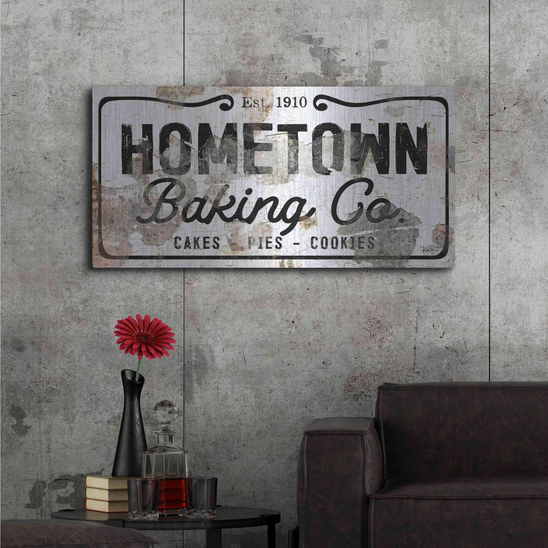 Luxe Metal Art 'Hometown Baking Co' by Kelley Talent, Metal Wall Art,48x24