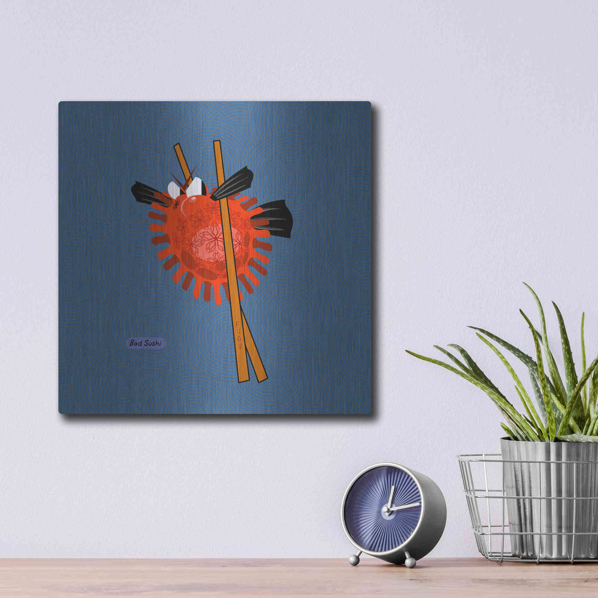 Luxe Metal Art 'Fugu' by Chuck Wimmer, Metal Wall Art,12x12