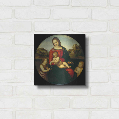 Luxe Metal Art 'Madonna with Child, St. John and a Child Saint' by Raphael, Metal Wall Art,12x12