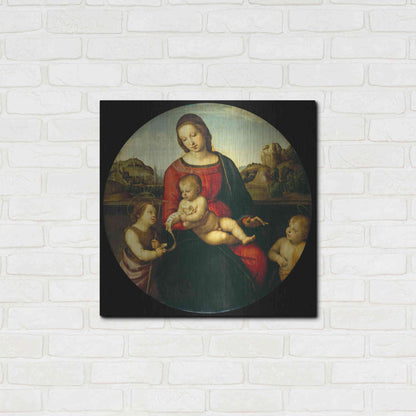 Luxe Metal Art 'Madonna with Child, St. John and a Child Saint' by Raphael, Metal Wall Art,24x24