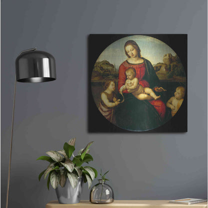Luxe Metal Art 'Madonna with Child, St. John and a Child Saint' by Raphael, Metal Wall Art,24x24