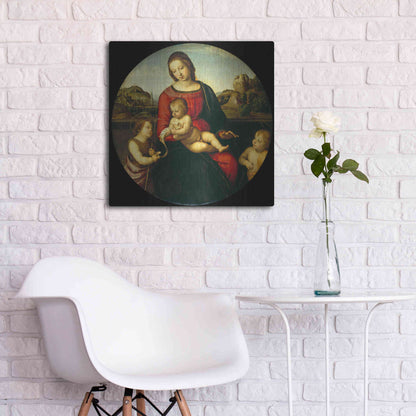 Luxe Metal Art 'Madonna with Child, St. John and a Child Saint' by Raphael, Metal Wall Art,24x24