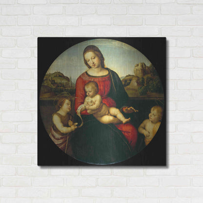 Luxe Metal Art 'Madonna with Child, St. John and a Child Saint' by Raphael, Metal Wall Art,36x36