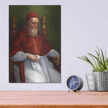 Luxe Metal Art 'Portrait of Pope Julius II' by Raphael, Metal Wall Art,12x16