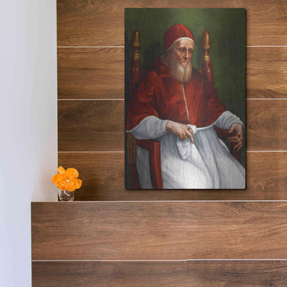 Luxe Metal Art 'Portrait of Pope Julius II' by Raphael, Metal Wall Art,12x16