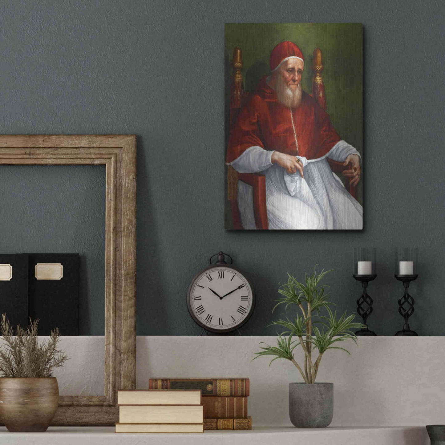 Luxe Metal Art 'Portrait of Pope Julius II' by Raphael, Metal Wall Art,12x16